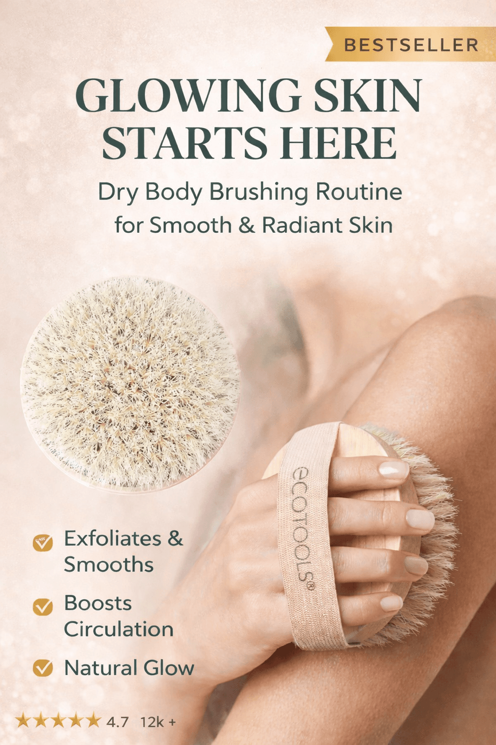 Natural dry brush and folded towels