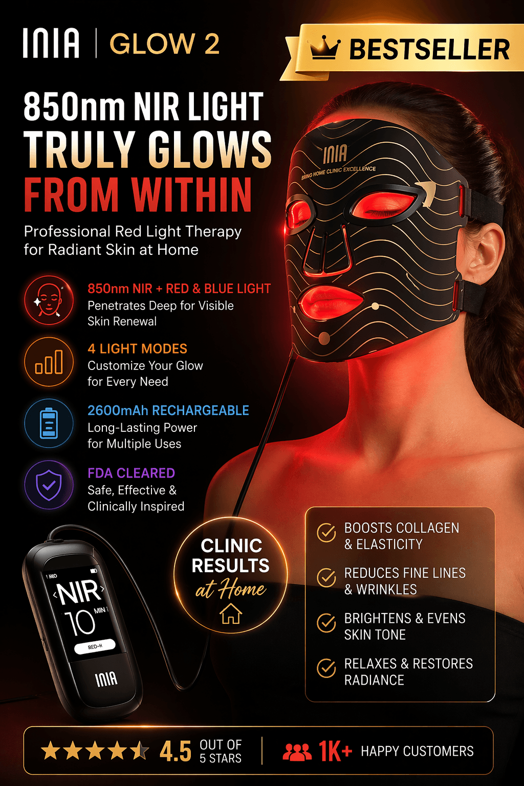 Modern LED skincare mask on vanity
