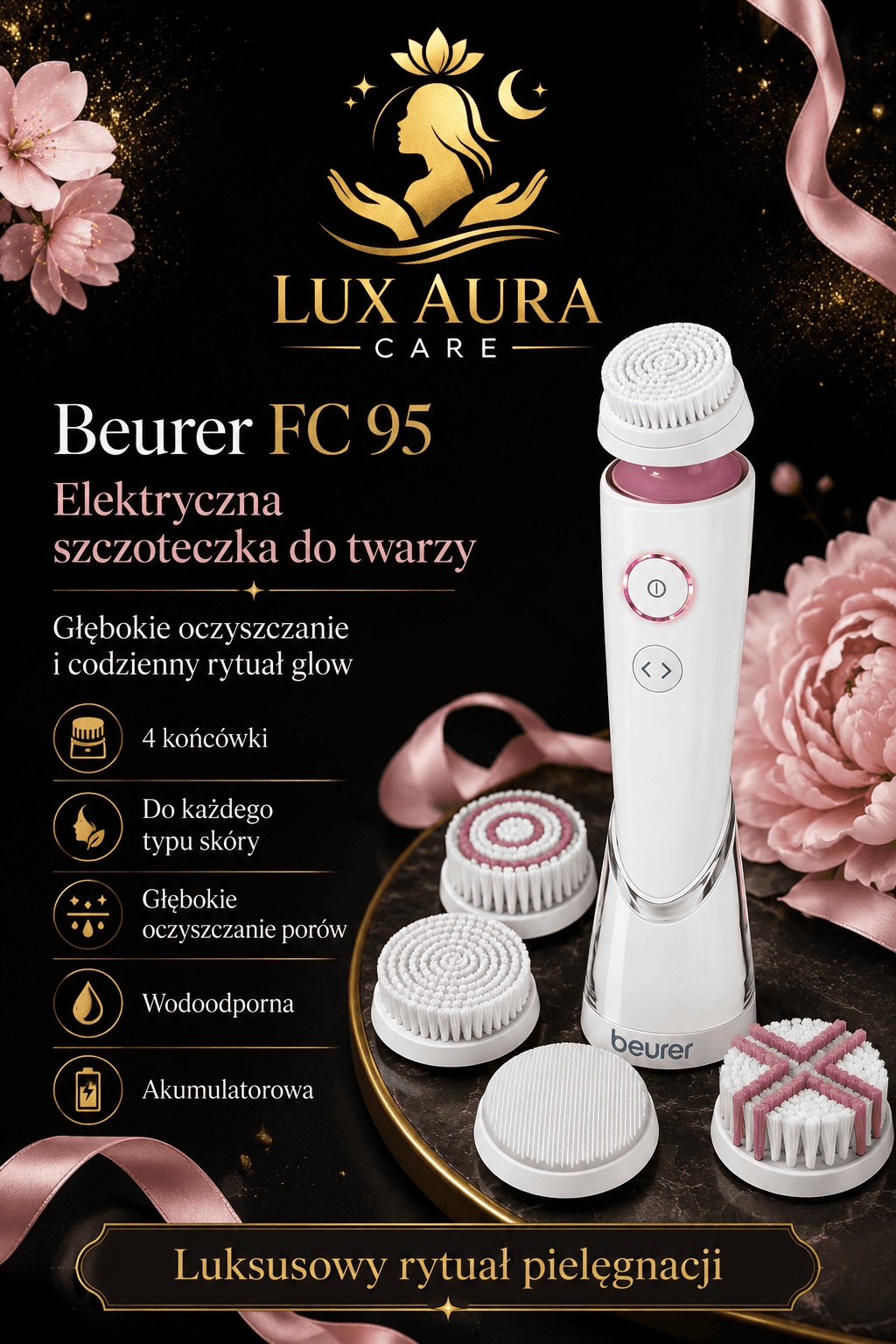 Beurer FC 95 szczoteczka do oczyszczania twarzy jako polski odpowiednik zestawu COSLUS