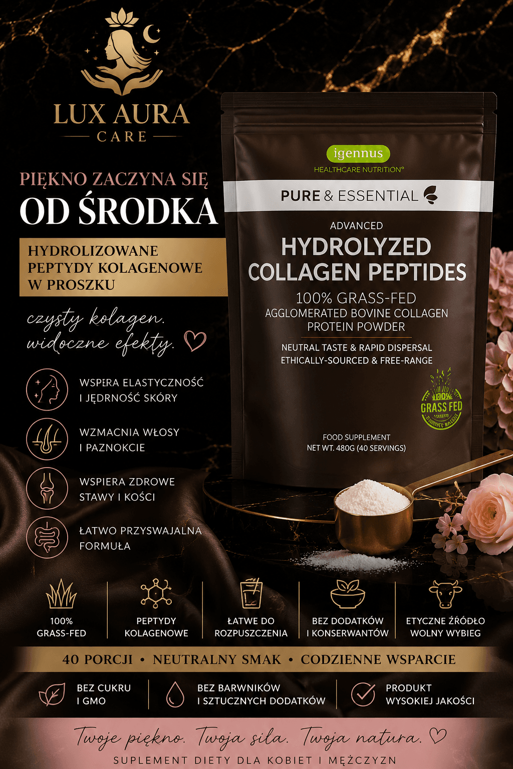 Pure & Essential peptydy kolagenowe jako polski odpowiednik Orgain Collagen Peptides